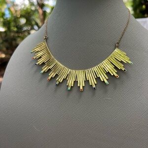 Elegant Gold Statement Necklace with Multicolor Accents